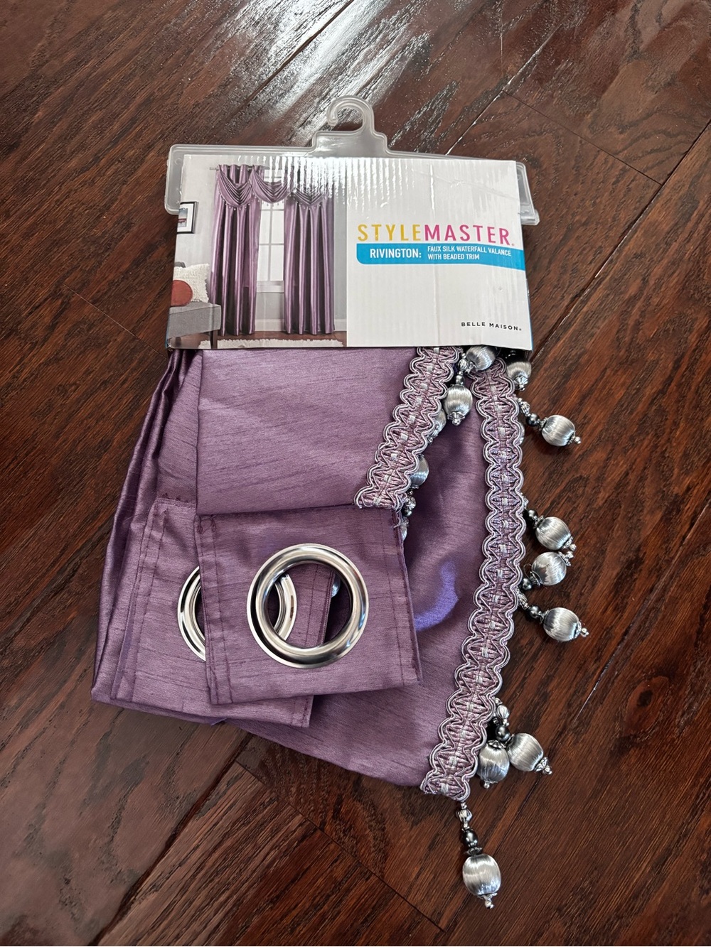 1 PC Stylemaster Rivington Waterfall Valance Beaded Trim Lilac 36”x37”Polyester